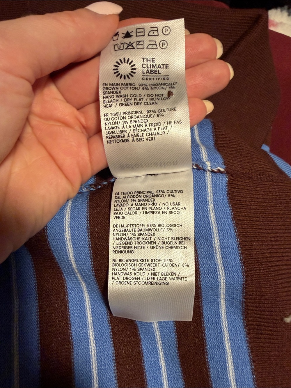 NWT Reformation 🤎💙 Bentley Crop Polo Sweater in Mahogany Multi Strip - Picture 14 of 14